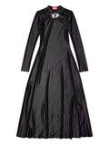 Diesel D Iamo Twist Neck Long Sleeve Midi Dress — Black — Size S — Front View