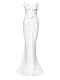 Ana Radu Strapless Floral Detail Gown — White — Size XS — Front View