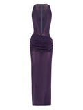 Alex Perry V Neck Draped Maxi Dress — Purple — Size XS — Front View