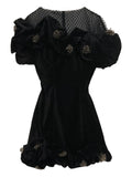 Isabel Marant Eliska Ruffled Detailing Mini Dress — Black — Size M — Front View
