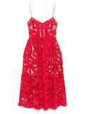 Self Portrait Embroidered Midi Dress — Red — Size S — Front View