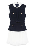 Self Portrait Chiffon Mini Dress — Blue/ Navy — Size XS — Front View