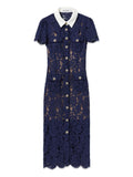 Self Portrait Embroidered Lace Dress — Blue/ Navy/ Red — Size XS — Front View