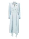 Elisabetta Franchi Georgette Midi Dress — Blue — Size XS — Front View