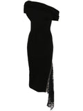 Monse Lace Insert Knitted Dress — Black — Size XS — Front View