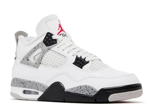 Air Jordan 4 Retro OG White Cement — Summit White/Fire Red/Tech Grey/Black — Size US M 3.5 - US W 5 — Side View