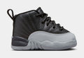 Exclusive Air Jordan 12 Retro Black and Wolf Grey Infant Toddler Lifestyle Shoes (Black/Wolf Grey/White) — 2C — Front View