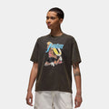 Exclusive Jordan Graphic Womens Shirt Sleeve Shirt (Brown/White) — XS — Front View
