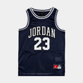Exclusive JDN 23 Tank Grade School Jersey (Midnight Blue/White) — S — Front View