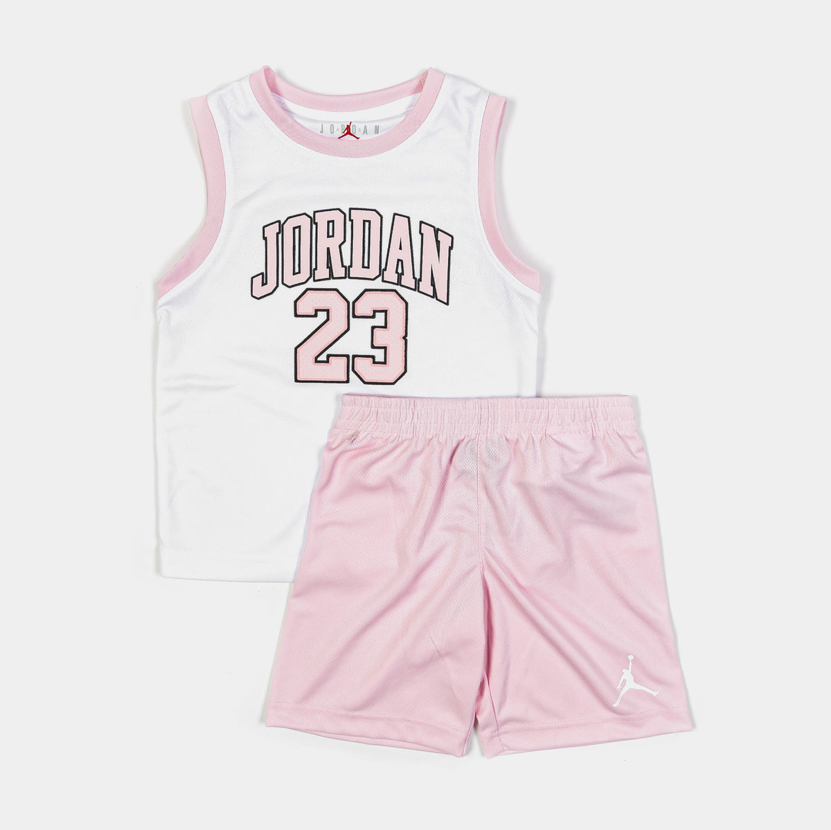 Exclusive JDN 23 Shorts Infant Toddler Set (Pink/White) — 2T — Front View