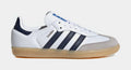 Exclusive Samba OG Grade School Lifestyle Shoes (Cloud White/Collegiate Navy/Gum) — 3.5Y — Front View