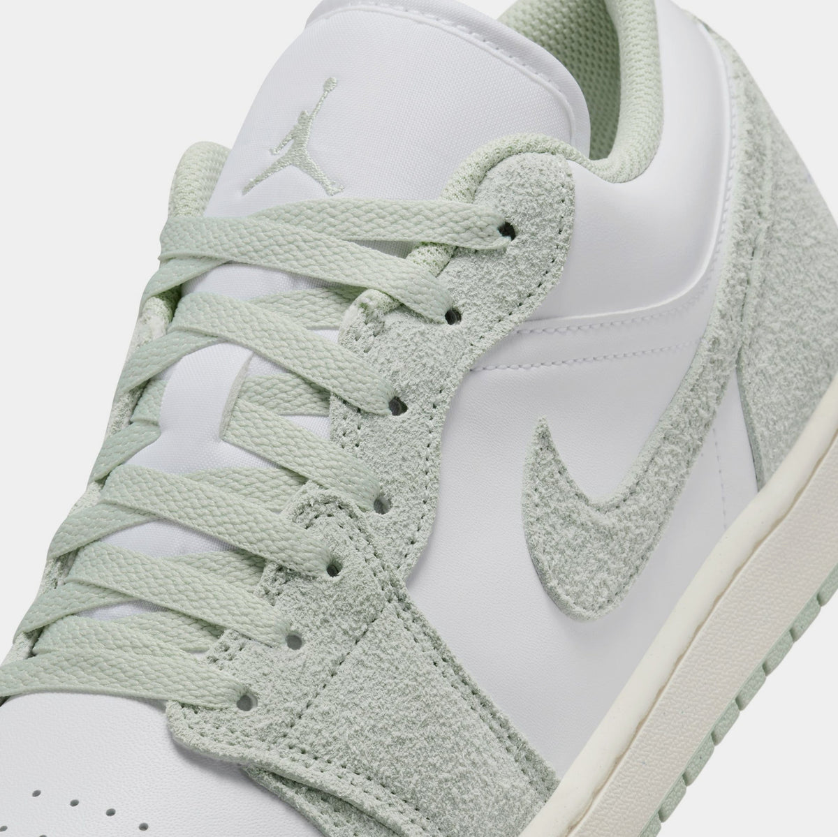 Exclusive Air Jordan 1 Low SE Mens Lifestyle Shoes (White/Seafoam/Sail) — 7 — Side View