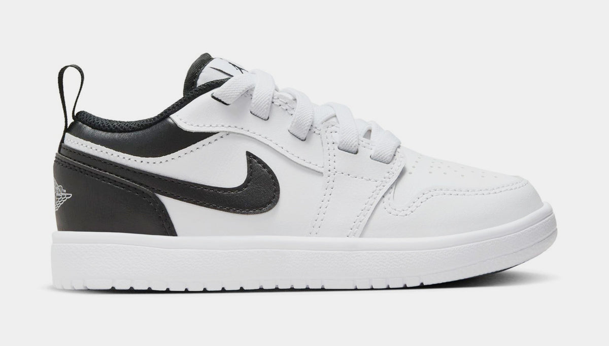 Exclusive Air Jordan 1 Low Alt Preschool Lifestyle Shoes (White/White/Black) — 10.5C — Front View