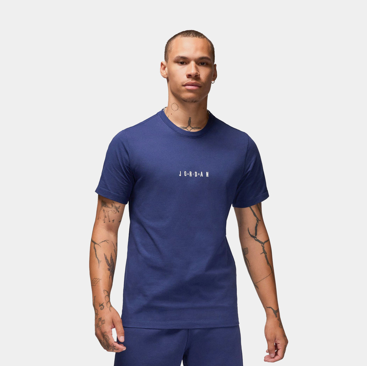 Exclusive EMB Air Mens Short Sleeve Shirt (Navy/Purple) — S — Front View