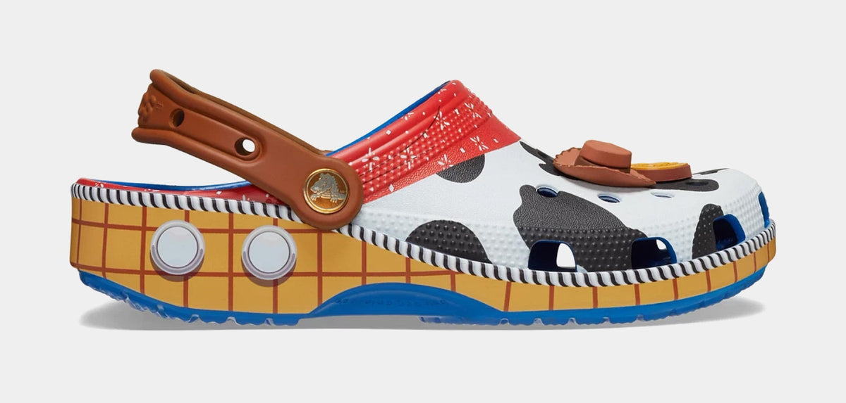 Exclusive Disney Pixar's Toy Story Sheriff Woody Classic Clog Preschool/Grade School Sandals (White/Brown) — 11C — Front View