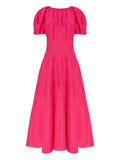 Tory Burch Balloon Sleeve Midi Dress — Pink — Size M — Front View