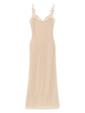 Elie Saab Floral Applique Mesh Dress — Beige — Size S — Front View