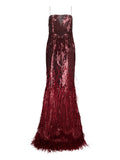 Retrofete Odessa Sequin Embellished Maxi Dress — Red — Size XS — Front View