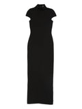 Solace London Lang High Neck Short Sleeve Maxi Dress — Black — Size M — Front View