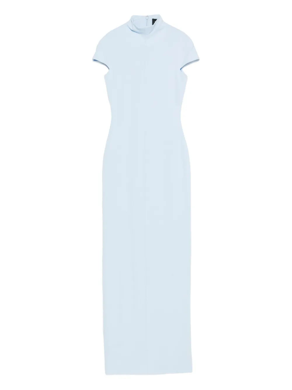 Solace London Lang Mock Neck Maxi Dress — Blue — Size XS — Front View