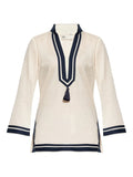 Tory Burch Cotton Mini Dress — Beige — Size XS — Front View