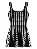 Maje Jacquard Knitted Mini Dress — Black — Size S — Front View