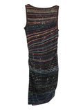 Missoni Striped Sleeveless Mini Dress — Brown/ Blue — Size XS — Front View