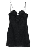 Oseree Shell Detail Glitter Embellished Dress — Black — Size XS — Front View