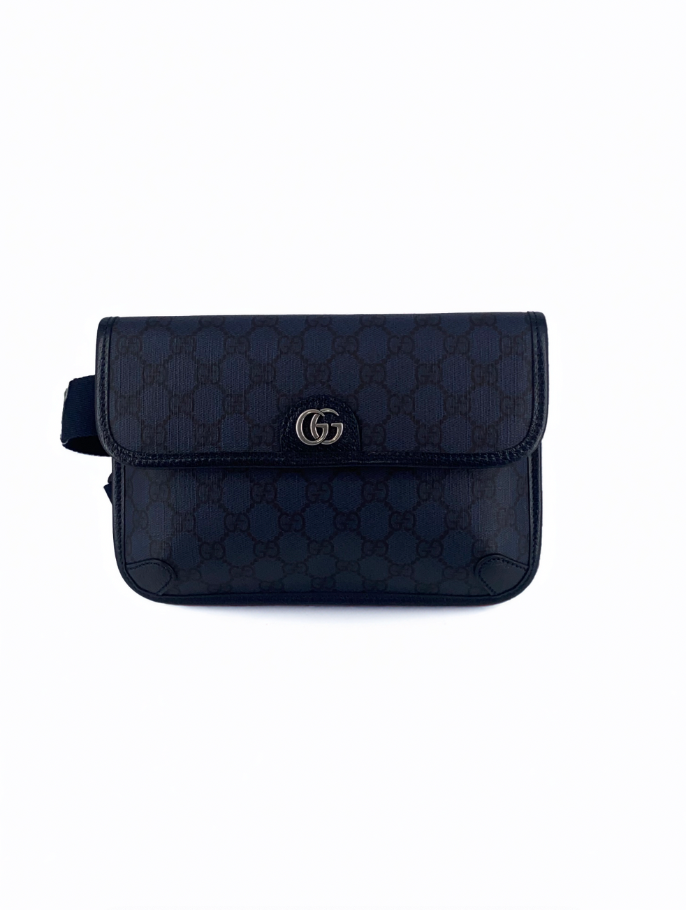 Gucci Flap Belt Bag Gg Canvas Navy Canvas Shoulder Bag Bag (Pre-Owned)