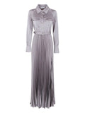 Self Portrait Pleated Shirt Dress — Grey — Size XS — Front View