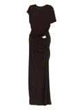 Christopher Esber Twisted Cut Out Maxi Dress — Dark Brown/ Brown — Size M — Front View