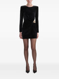 Self Portrait Chain Embellished Velvet Dress — Black — Size XS — Front View