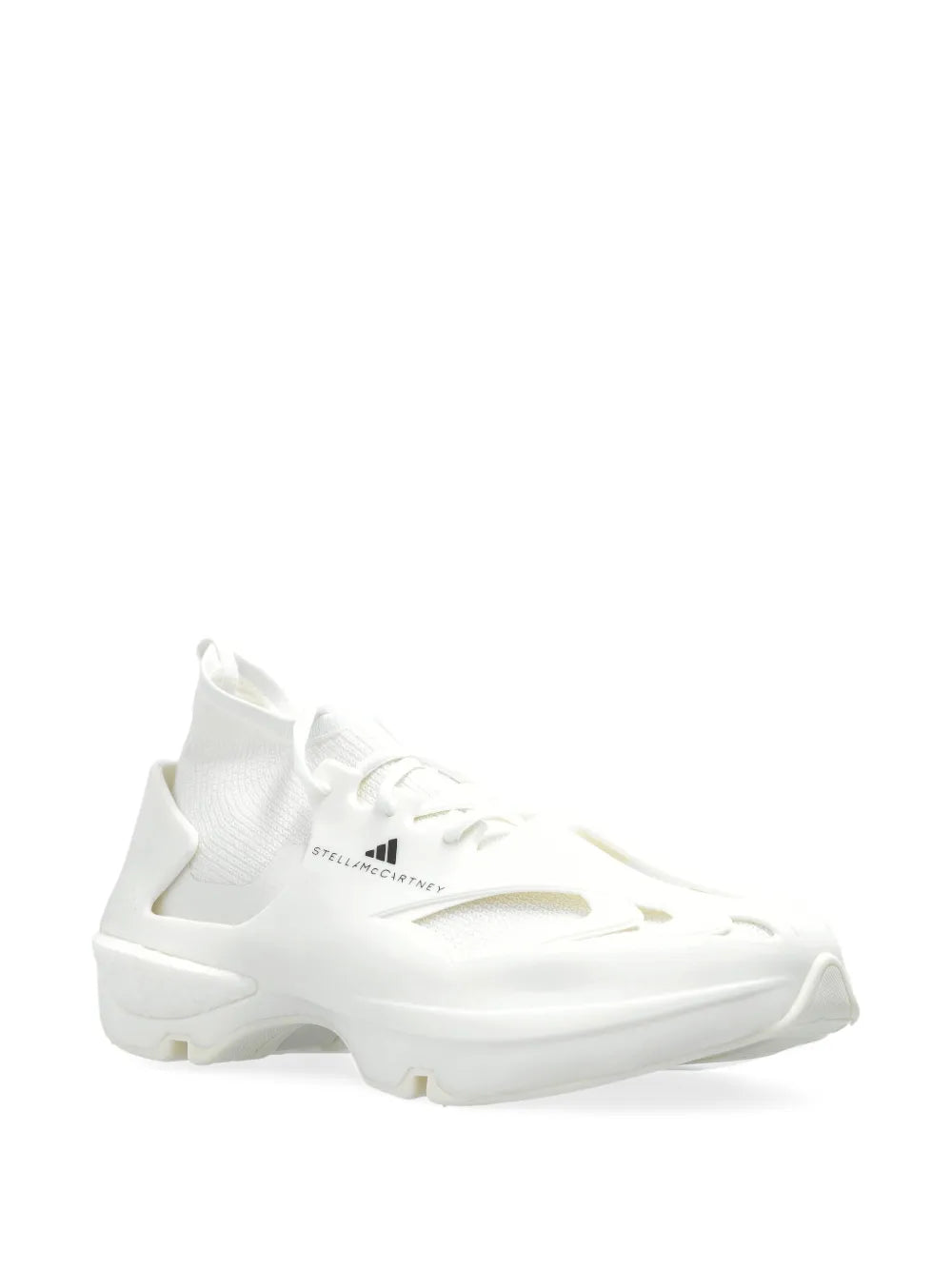 adidas By Stella Mccartney Sock-Style Mesh Sneakers — White — Size US M 10 - US W 11.5 — Side View
