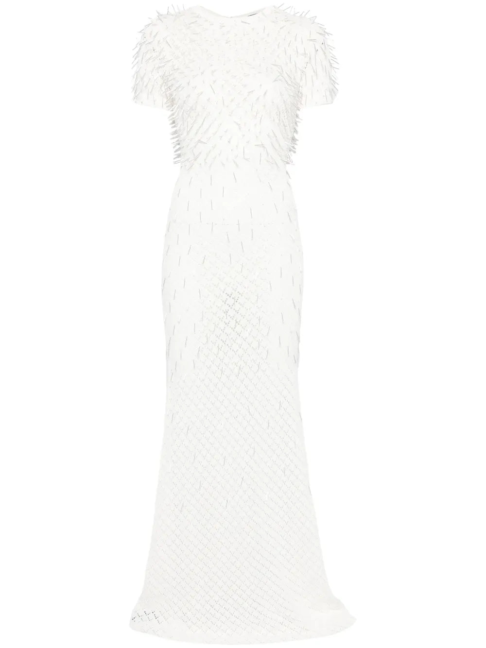 David Koma Knitted Maxi Dress — White — Size XS — Front View