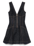 Self Portrait Denim Mini Dress — Blue/ Navy — Size XS — Front View