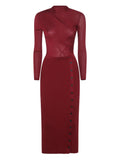 Self Portrait Ribbed Dress — Red — Size XS — Front View
