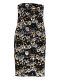 Max Mara Sequin Embellished Floral Print Midi Dress — Black — Size XXS — Front View
