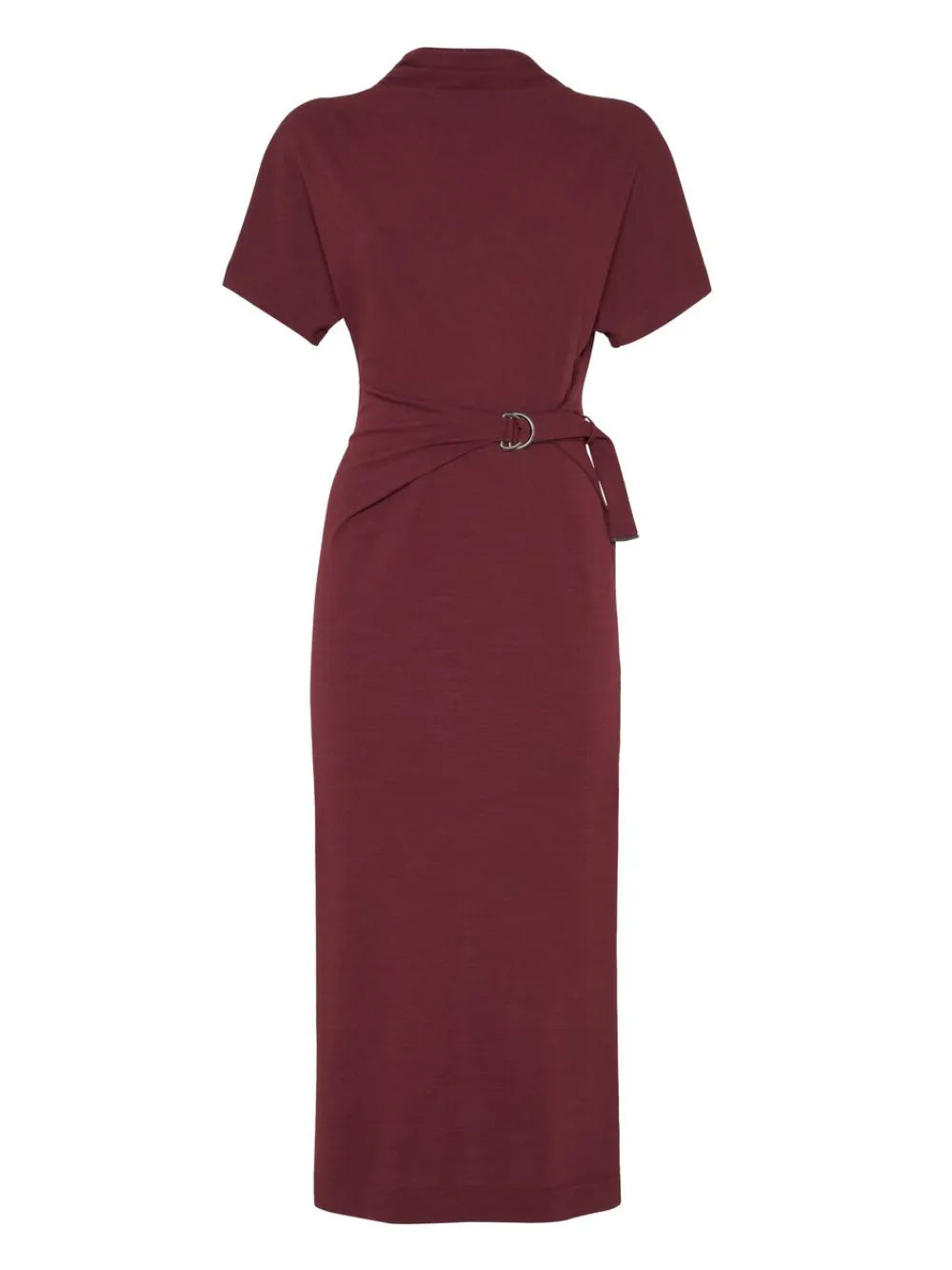 Brunello Cucinelli Belted Midi Dress — Red — Size XS — Front View