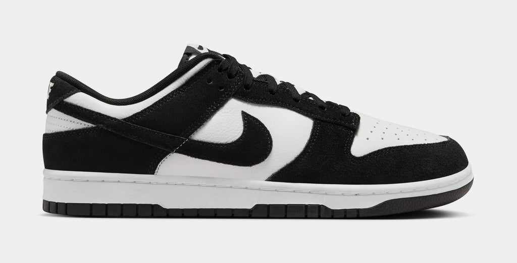Exclusive Dunk Low Retro SE Suede Mens Lifestyle Shoes (Black/White) — 4 — Front View