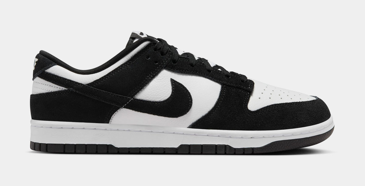 Exclusive Dunk Low Retro SE Suede Mens Lifestyle Shoes (Black/White) — 4 — Front View