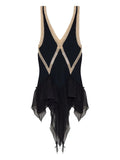 The Attico Embellished Ruffled Mini Dress — Black — Size S — Front View