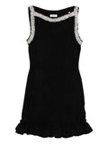 Sandro Faux Pearl Embellished Mini Dress — Black — Size M — Front View