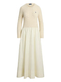 Polo Ralph Lauren Cable Knit Flared Dress — Red/ Cream — Size XS — Front View