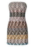 Missoni Strapless Embellished Mini Cocktail Dress — Brown — Size XS — Front View