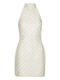 Rotate Birger Christensen Sequinned Halterneck Dress — White — Size XS — Front View