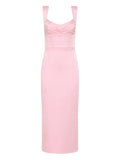 Rebecca Vallance Aymee Sweetheart Neckline Midi Dress — Pink — Size XS — Front View
