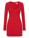 Rebecca Vallance Cameron Button Front Mini Dress — Red — Size XS — Front View