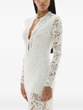 Manuri Sage Lace Long Sleeve Maxi Dress — White — Size S — Front View
