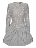 Rotate Birger Christensen Sequin Embellished Bubble Mini Dress — Grey — Size XS — Front View