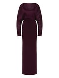 Rebecca Vallance Syrah Pleated Belted Gown — Black — Size XS — Front View